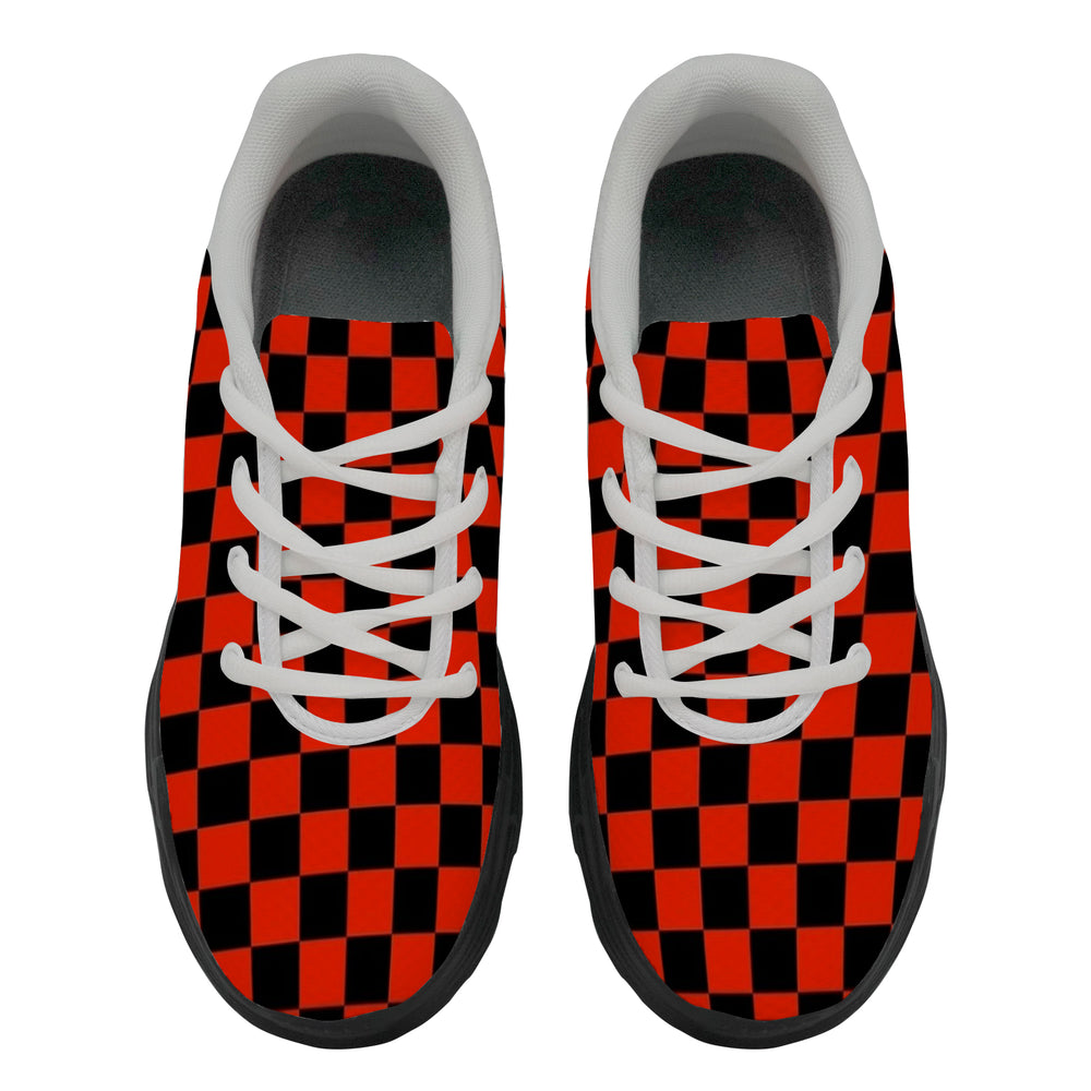 Ti Amo I love you - Exclusive Brand - Scarlet & Black Checkered - Men's Chunky Shoes - Sizes 5-14