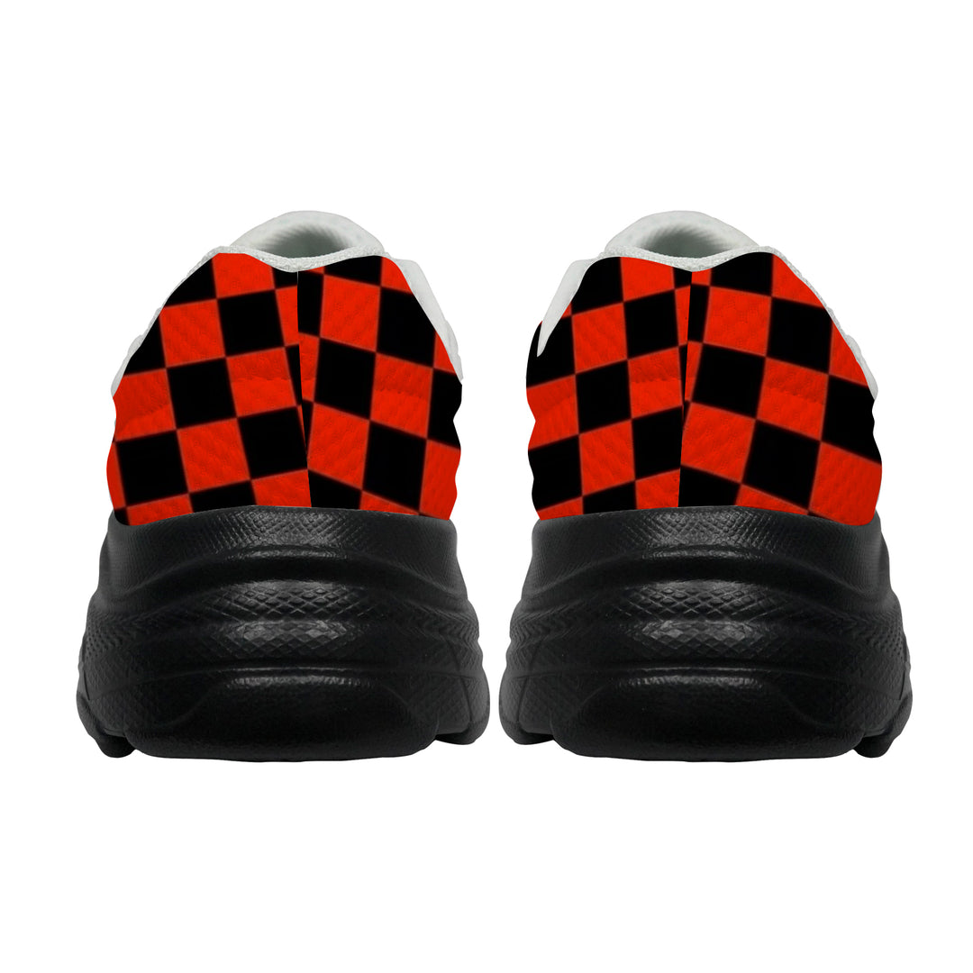 Ti Amo I love you - Exclusive Brand - Scarlet & Black Checkered - Men's Chunky Shoes - Sizes 5-14