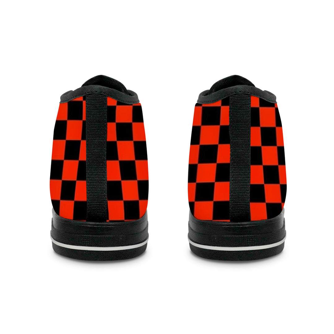 Ti Amo I love you Exclusive Brand Tomato Red & Black Checkered Pattern - High Top Canvas Shoes