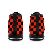 Load image into Gallery viewer, Ti Amo I love you Exclusive Brand Tomato Red &amp; Black Checkered Pattern - High Top Canvas Shoes
