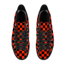Load image into Gallery viewer, Ti Amo I love you Exclusive Brand Tomato Red &amp; Black Checkered Pattern - High Top Canvas Shoes
