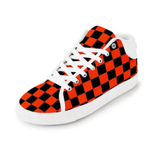 Load image into Gallery viewer, Ti Amo I love you - Exclusive Brand - Tomato Red &amp; Black Checkered Pattern - Men&#39;s Chukka Canvas Shoes
