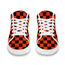 Load image into Gallery viewer, Ti Amo I love you - Exclusive Brand - Tomato Red &amp; Black Checkered Pattern - Men&#39;s Chukka Canvas Shoes
