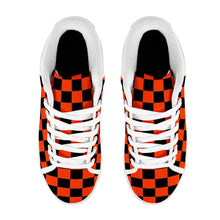 Load image into Gallery viewer, Ti Amo I love you - Exclusive Brand - Tomato Red &amp; Black Checkered Pattern - Men&#39;s Chukka Canvas Shoes
