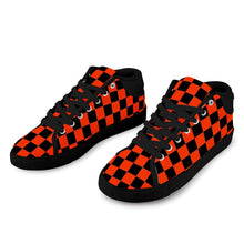 Load image into Gallery viewer, Ti Amo I love you - Exclusive Brand - Tomato Red &amp; Black Checkered Pattern - Men&#39;s Chukka Canvas Shoes
