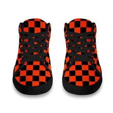 Load image into Gallery viewer, Ti Amo I love you - Exclusive Brand - Tomato Red &amp; Black Checkered Pattern - Men&#39;s Chukka Canvas Shoes
