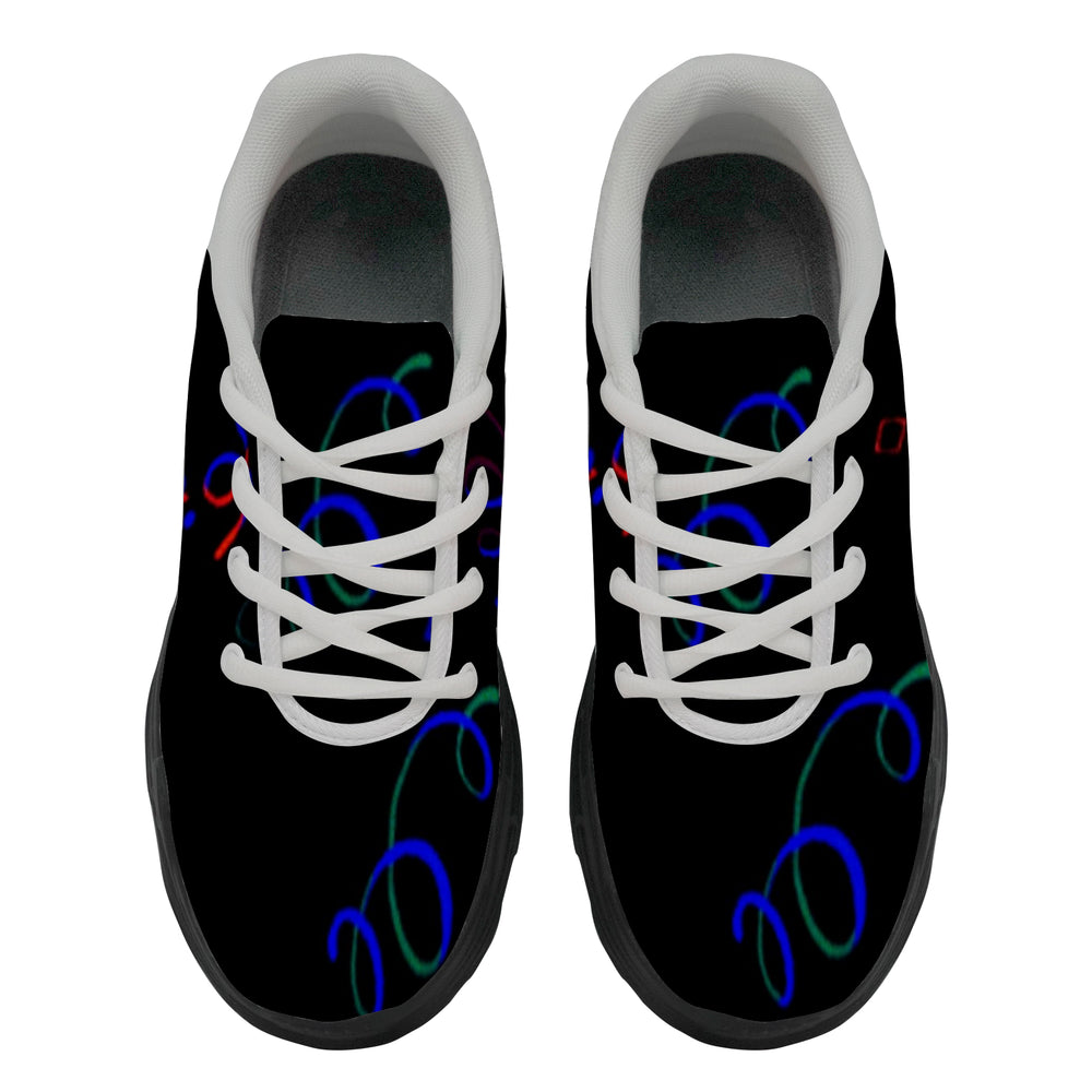 Ti Amo I love you - Exclusive Brand - Black with Dark Blue Squiggles - Men's Chunky Shoes - Sizes 5-14