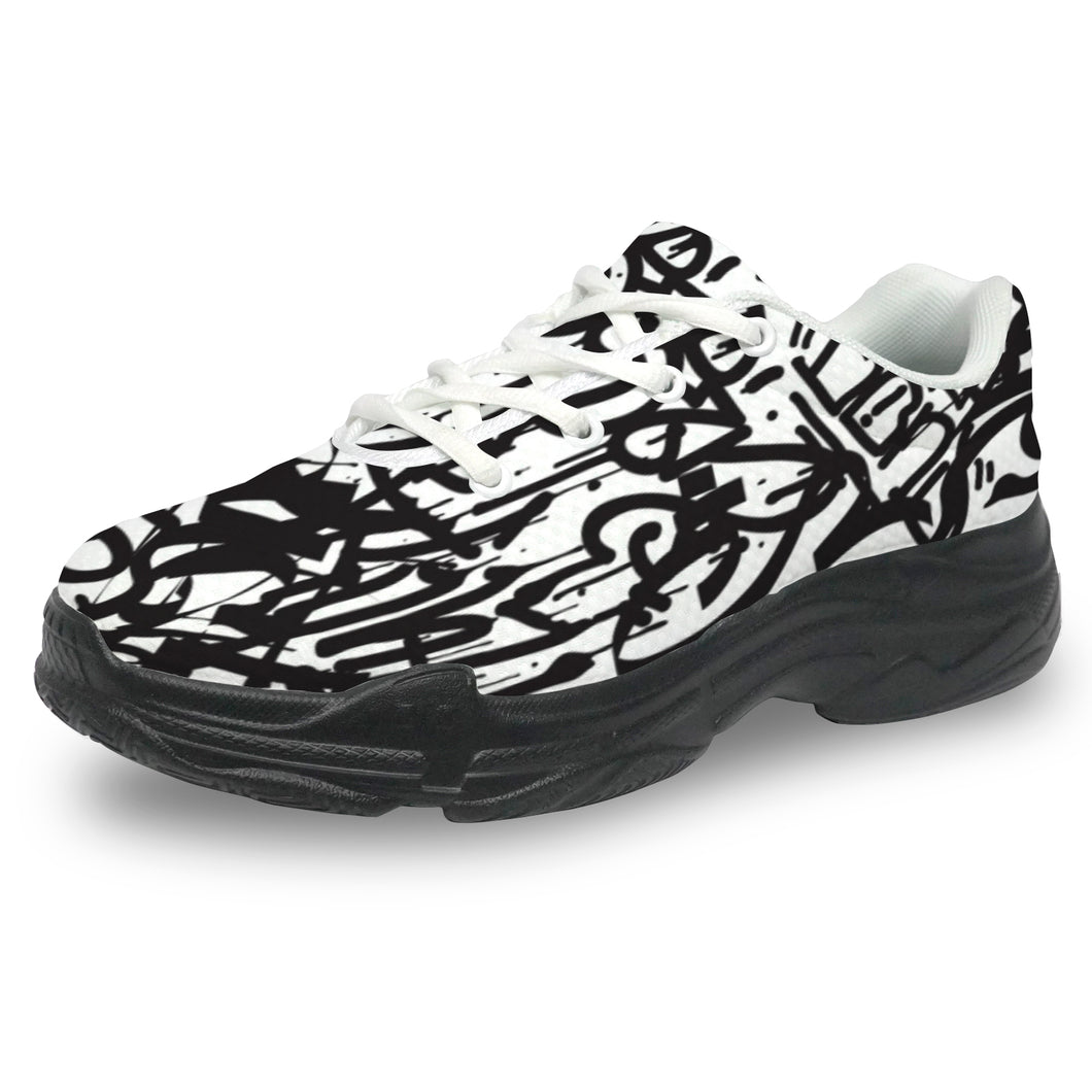 Ti Amo I love you - Exclusive Brand - Black & White Squiggles - Men's Chunky Shoes