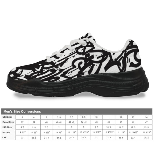 Ti Amo I love you - Exclusive Brand - Black & White Squiggles - Men's Chunky Shoes - Sizes 5-14