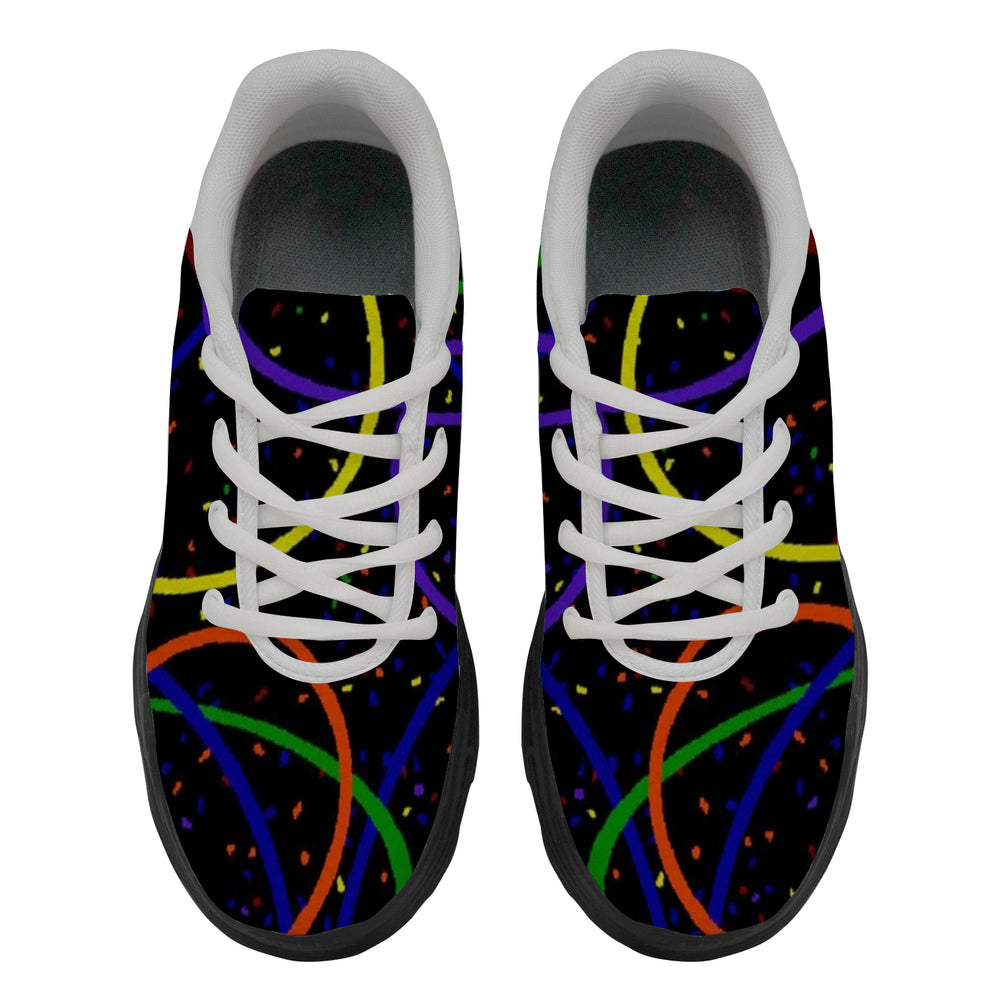 Ti Amo I love you - Exclusive Brand - Black with Rainbow Confetti & Stripes - Men's Chunky Shoes - Sizes 5-14