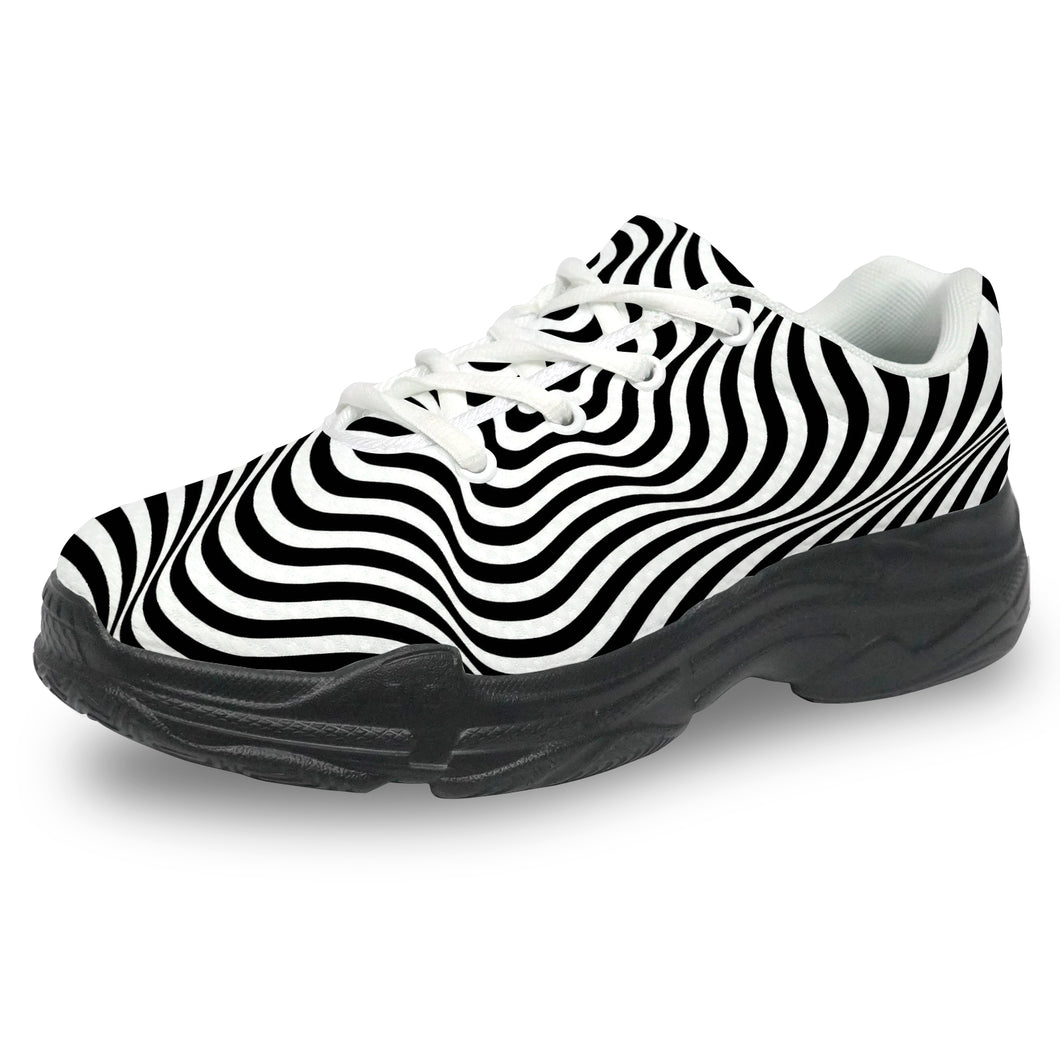 Ti Amo I love you - Exclusive Brand - Black & White Optical Illusion - Men's Chunky Shoes