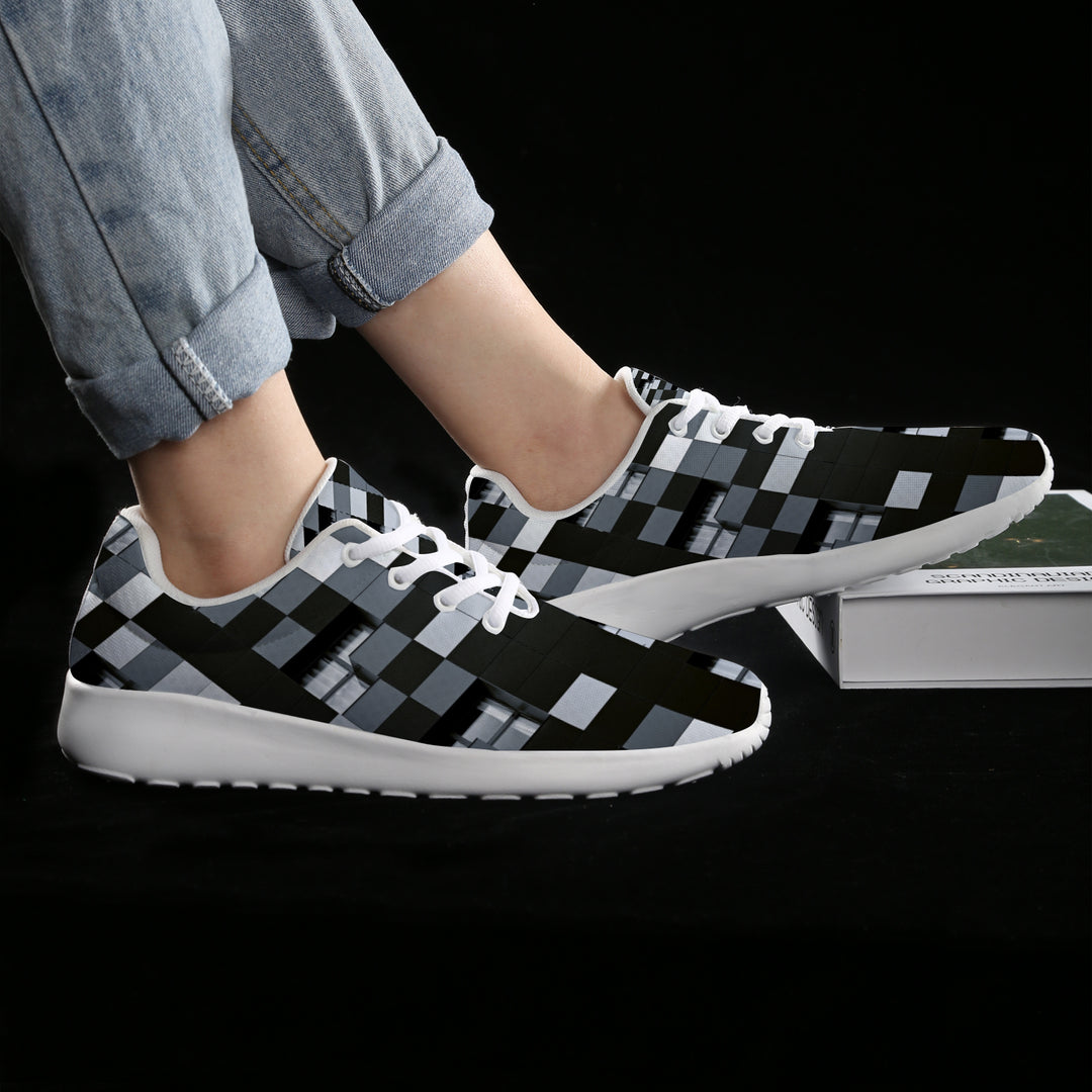 Ti Amo I love you Exclusive Brand  - White / Black / Gray - Diamond Pattern - Men's Athletic Shoes