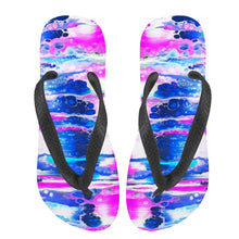 Load image into Gallery viewer, Ti Amo I love you - Exclusive Brand  - Blue Dress &amp; Violet Pink Paint Pattern - Womens Flip Flops
