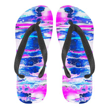 Load image into Gallery viewer, Ti Amo I love you - Exclusive Brand  - Blue Dress &amp; Violet Pink Paint Pattern - Womens Flip Flops
