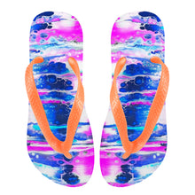 Load image into Gallery viewer, Ti Amo I love you - Exclusive Brand  - Blue Dress &amp; Violet Pink Paint Pattern - Womens Flip Flops
