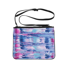 Load image into Gallery viewer, Ti Amo I love you - Exclusive Brand - Mulberry &amp; Kashmir Blue Floating Paint Pattern - Slim Clutch Bag
