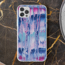 Load image into Gallery viewer, Ti Amo I love you - Exclusive Brand - Mulberry &amp; Kashmir Blue Floating Paint Pattern - iPhone 11 Pro Phone Case | TPU
