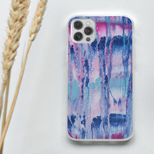 Load image into Gallery viewer, Ti Amo I love you - Exclusive Brand  - Mulberry &amp; Kashmir Blue Floating Paint Pattern - iPhone 12(12 Pro) Phone Case | TPU
