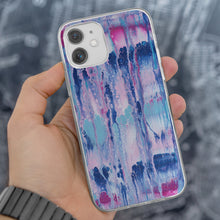 Load image into Gallery viewer, Ti Amo I love you - Exclusive Brand -  Mulberry &amp; Kashmir Blue Floating Paint Pattern - iPhone 11 Phone Case | TPU
