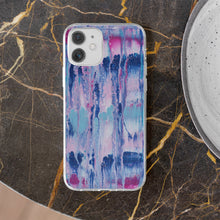 Load image into Gallery viewer, Ti Amo I love you - Exclusive Brand -  Mulberry &amp; Kashmir Blue Floating Paint Pattern - iPhone 11 Phone Case | TPU
