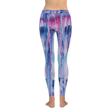 Load image into Gallery viewer, Ti Amo I love you Exclusive Brand - Mulberry &amp; Kashmir Blue Floating Paint Pattern - Low Rise Leggings
