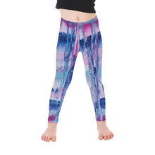 Load image into Gallery viewer, Ti Amo I love you -  Exclusive Brand - Mulberry &amp; Kashmir Blue Floating Paint Pattern  - Girls Leggings
