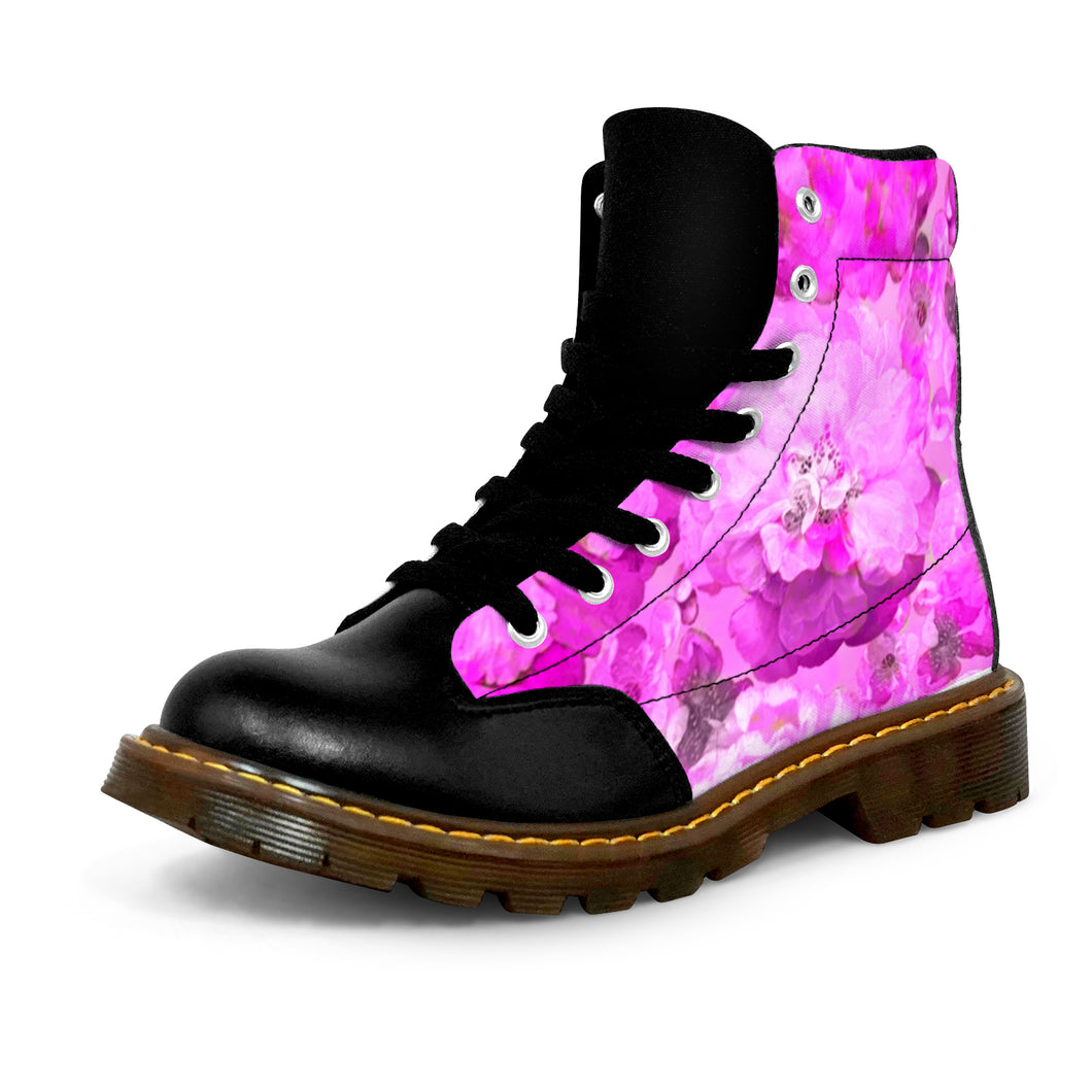 Ti Amo I love you  - Exclusive Brand - Brilliant Lavender Rose & Lavender Rose - Rose Petals - Winter Round Toe Women's Boots