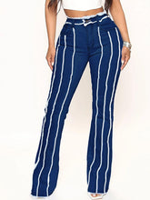 Load image into Gallery viewer, Striped Raw Hem Jeans - Sizes S-2XL
