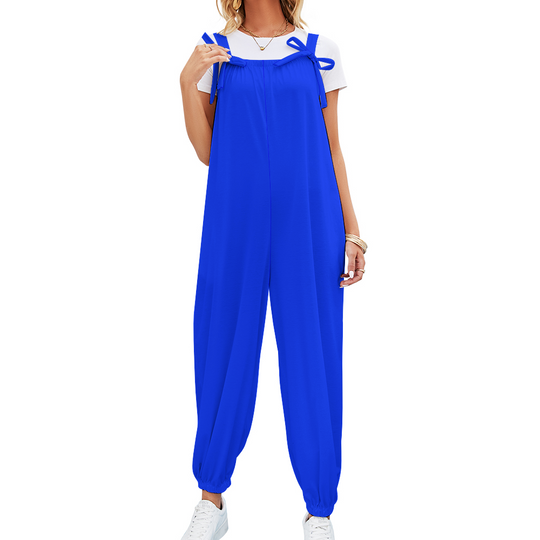 Ti Amo I love you - Exclusive Brand - Blue Blue Eyes- Womens Jumpsuit with Stylish Bow Spaghetti Straps - Sizes S-3XL