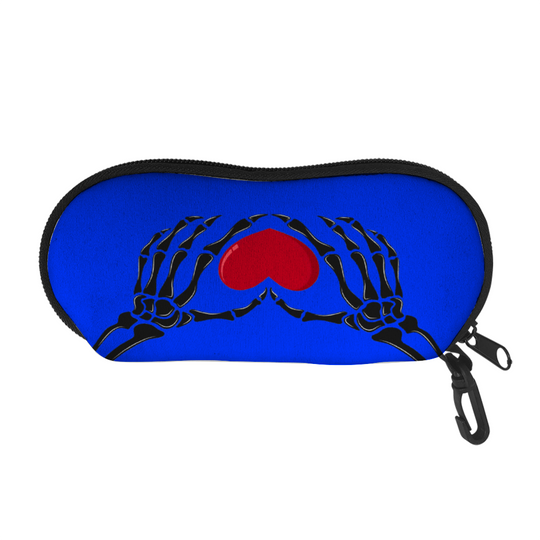 Ti Amo I love you Exclusive Brand  - Blue Blue Eyes - Skeleton Hands with Heart- Glasses Case - Portable Sunglass Case - Fashion Glasses Storage Box