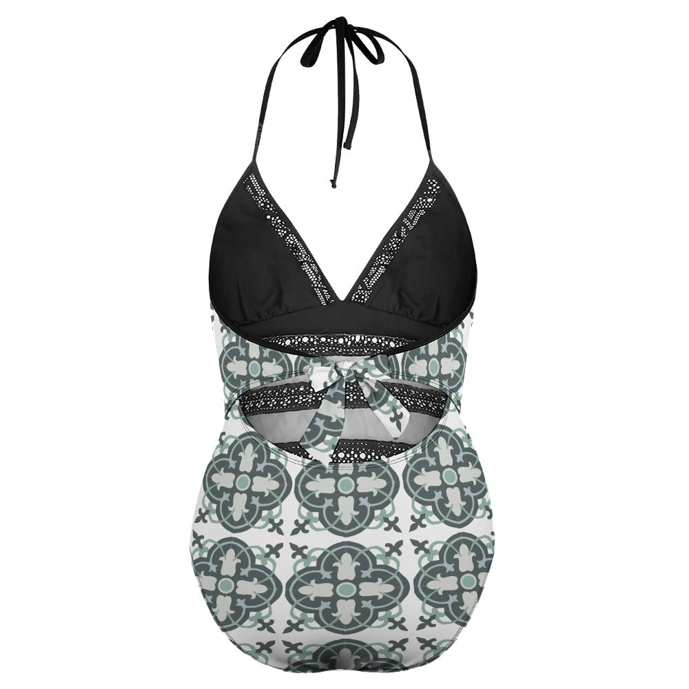 Ti Amo I love you - Exclusive Brand - Alto Gray with Corduroy Pattern - Plus Size Swimsuit - Sizes XL-4XL