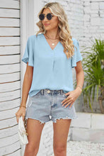 Load image into Gallery viewer, V-Neck Flutter Sleeve Blouse
