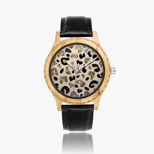 Load image into Gallery viewer, Ti Amo I love you - Exclusive Brand - Glitter Animal Print - Womens Designer Italian Olive Wood Watch - Leather Strap
