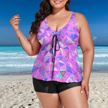 Load image into Gallery viewer, Ti Amo I love you - Exclusive Brand  - Heliotrope Kaleidoscope - Women&#39;s Plus Size - Split 2pc Swimsuit - Sizes XL-6XL
