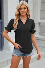 Load image into Gallery viewer, 8 Colors - Eyelet Johnny Collar Short Sleeve Blouse
