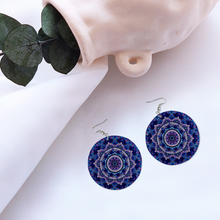 Load image into Gallery viewer, Ti Amo I love you Exclusive Brand - Deep Lavender &amp; Sapphire Blue - Mandala -Geometric Round Wooden Earrings
