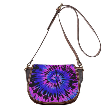 Ti Amo I love you - Exclusive Brand - Persian Blue & Heliotrope - Tie-Dye - PU Leather Flap Saddle Bag