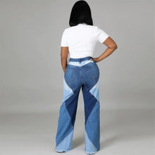 Load image into Gallery viewer, Womens Mixed Color Block Jeans - High Waist Tight Hip Denim Pants
