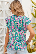 Load image into Gallery viewer, Printed Round Neck Cap Sleeve Blouse
