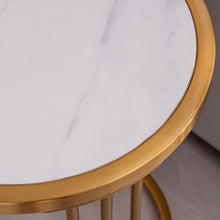 Load image into Gallery viewer, Sintered Stone Round Side/End Table with Golden Stainless Steel Frame
