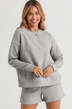 Load image into Gallery viewer, Double Take Full Size Texture Long Sleeve Top and Drawstring Shorts Set
