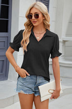 Load image into Gallery viewer, 8 Colors - Eyelet Johnny Collar Short Sleeve Blouse
