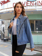 Load image into Gallery viewer, Studded Fringe Button Down Denim Jacket - Sizes S-XL
