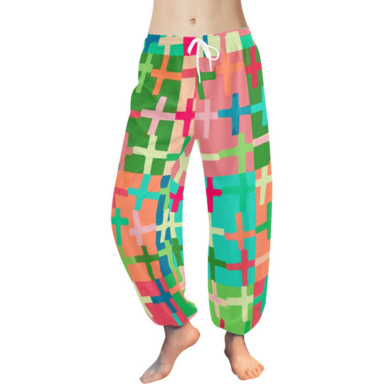 Ti Amo I love you  - Exclusive Brand  - Colorful Crosses - Women's Harem Pants - Sizes XS-2XL
