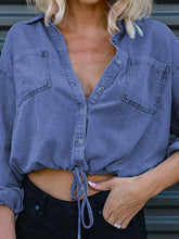 Load image into Gallery viewer, Tie Detail Denim Top
