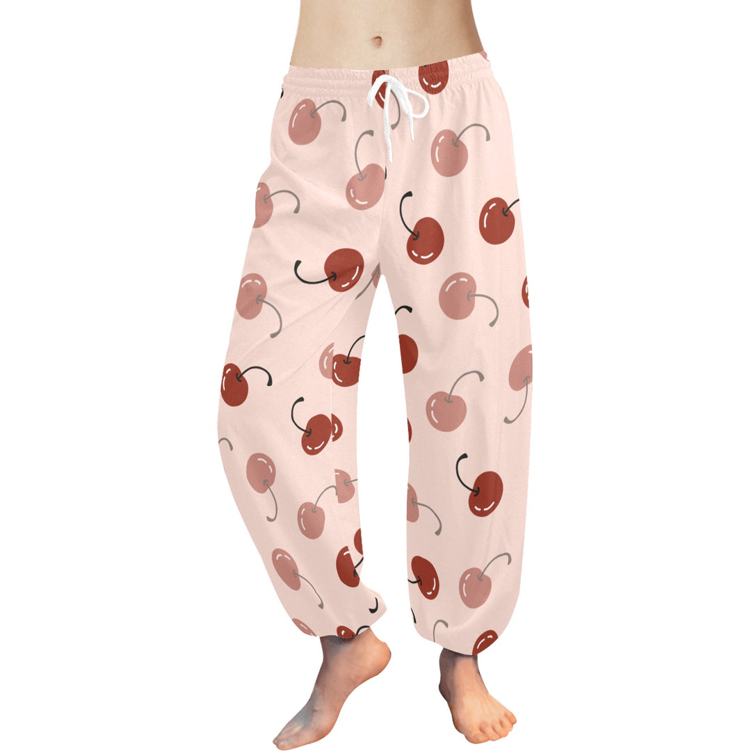 Ti Amo I love you  - Exclusive Brand  - Pink Cherries - Women's Harem Pants - Sizes XS-2XL