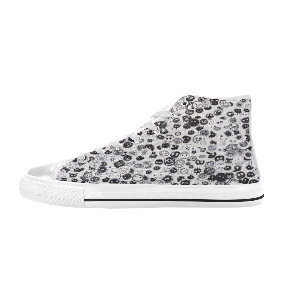 Ti Amo I love you - Exclusive Brand  - Black & White - Faces - Men's High Top Canvas Shoes - Sizes 6-14