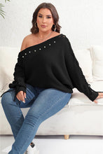 Load image into Gallery viewer, Womens Plus Size - One Shoulder Beaded Sweater
