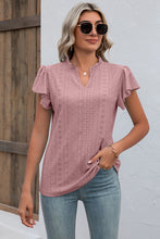 Load image into Gallery viewer, Eyelet Notched Flutter Sleeve T-Shirt
