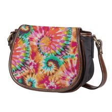 Load image into Gallery viewer, Ti Amo I love you - Exclusive Brand - Puerto Rico, Charm, Fire Bush, Razzmatazz - Tie-Dye - PU Leather Flap Saddle Bag
